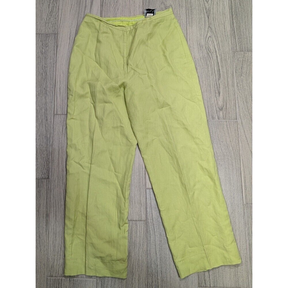 David N. Linen Blend Green Pants Women Size 10